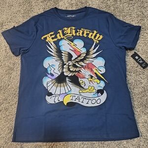 Ed Hardy "77 Eagle Boxy" T Shirt Size Large